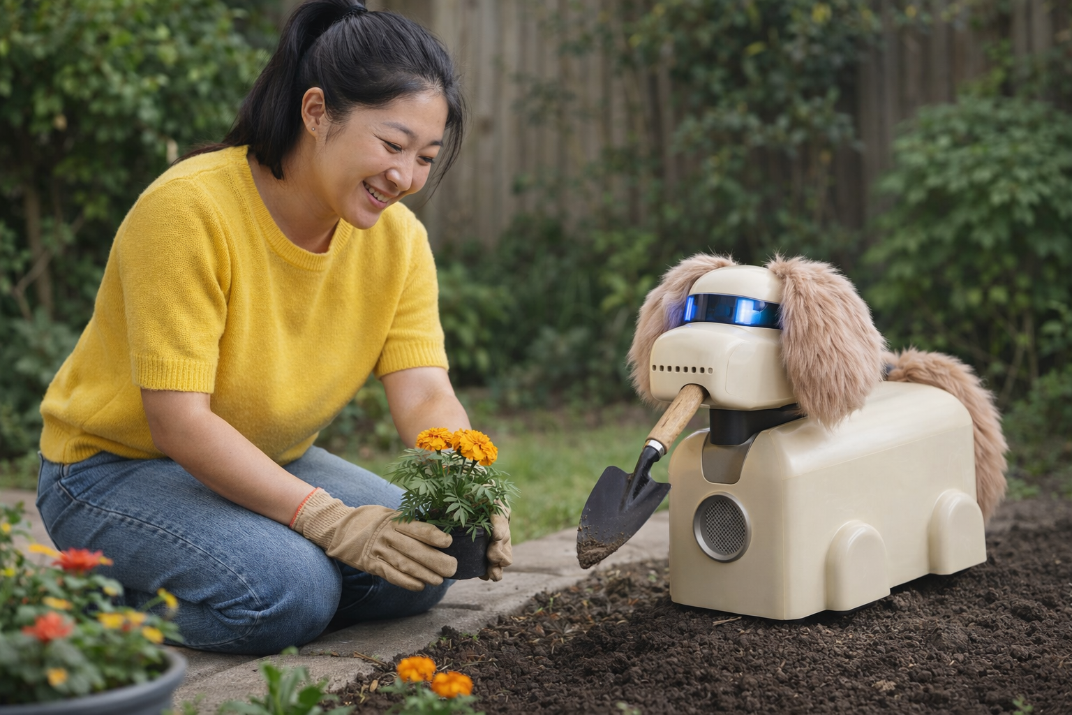 Robot dog gardening